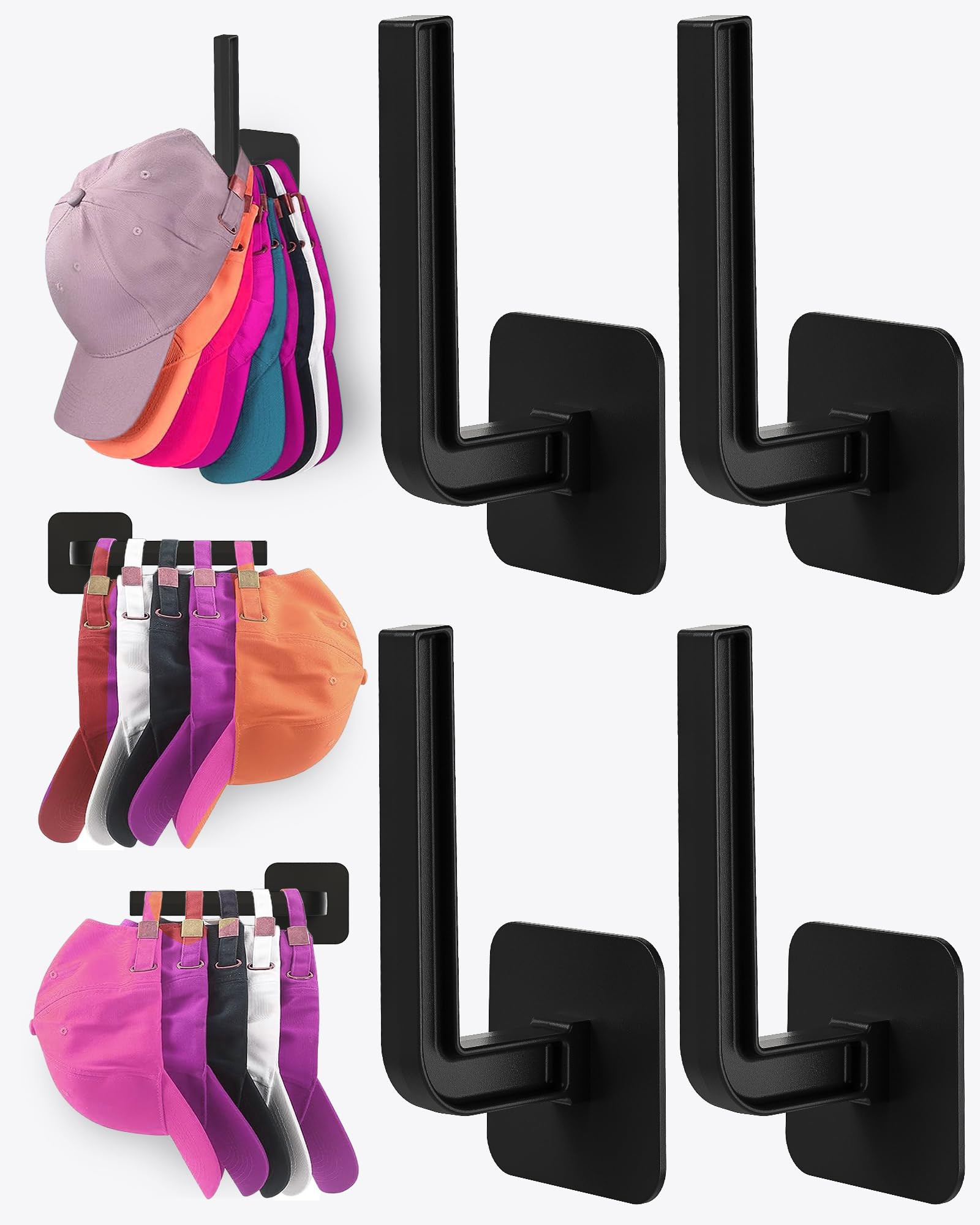 Hat Rack for Hat Storage (4-Pack), Multi-Purpose Hat Organizer, Strong Adhesive Hat Hooks for Wal... | Amazon (US)