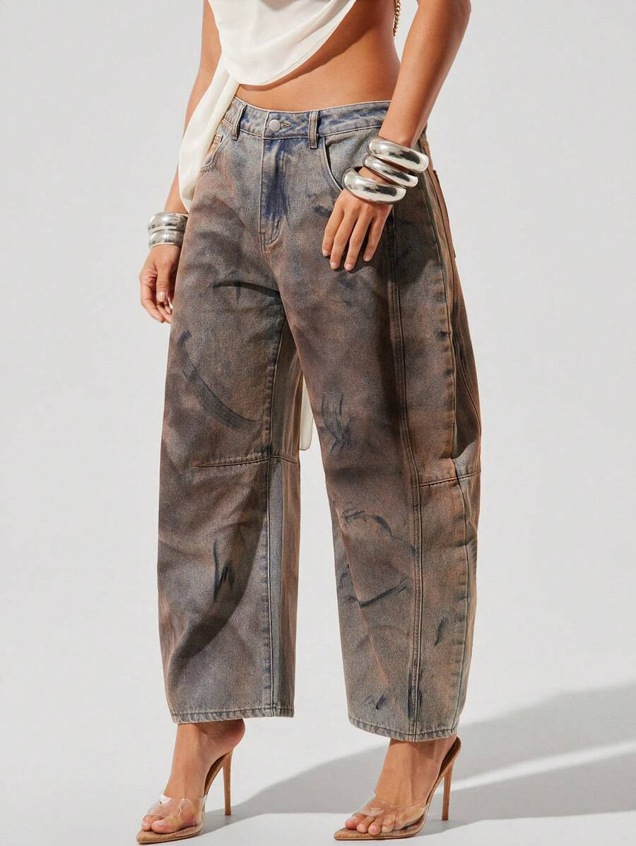 Denimoi Women's Loose Fit Casual Barrel Leg Jeans | SHEIN