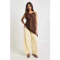 boohoo Women's Satin Lace Longline Cami Top in Chocolate | Size: 4 | boohoo (US & Canada)