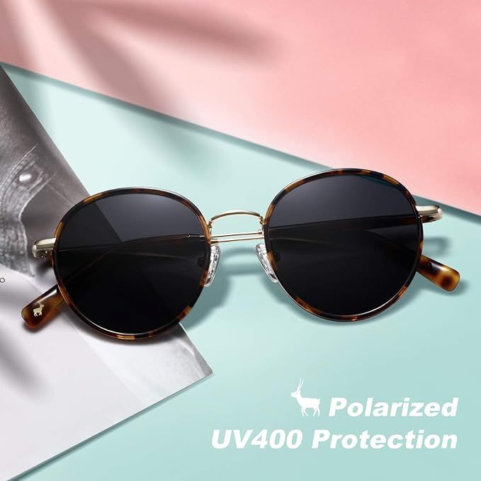 CARFIA Designer Retro Round Sunglasses for Women Polarized UV400 Protection Vintage Glasses | Amazon (US)