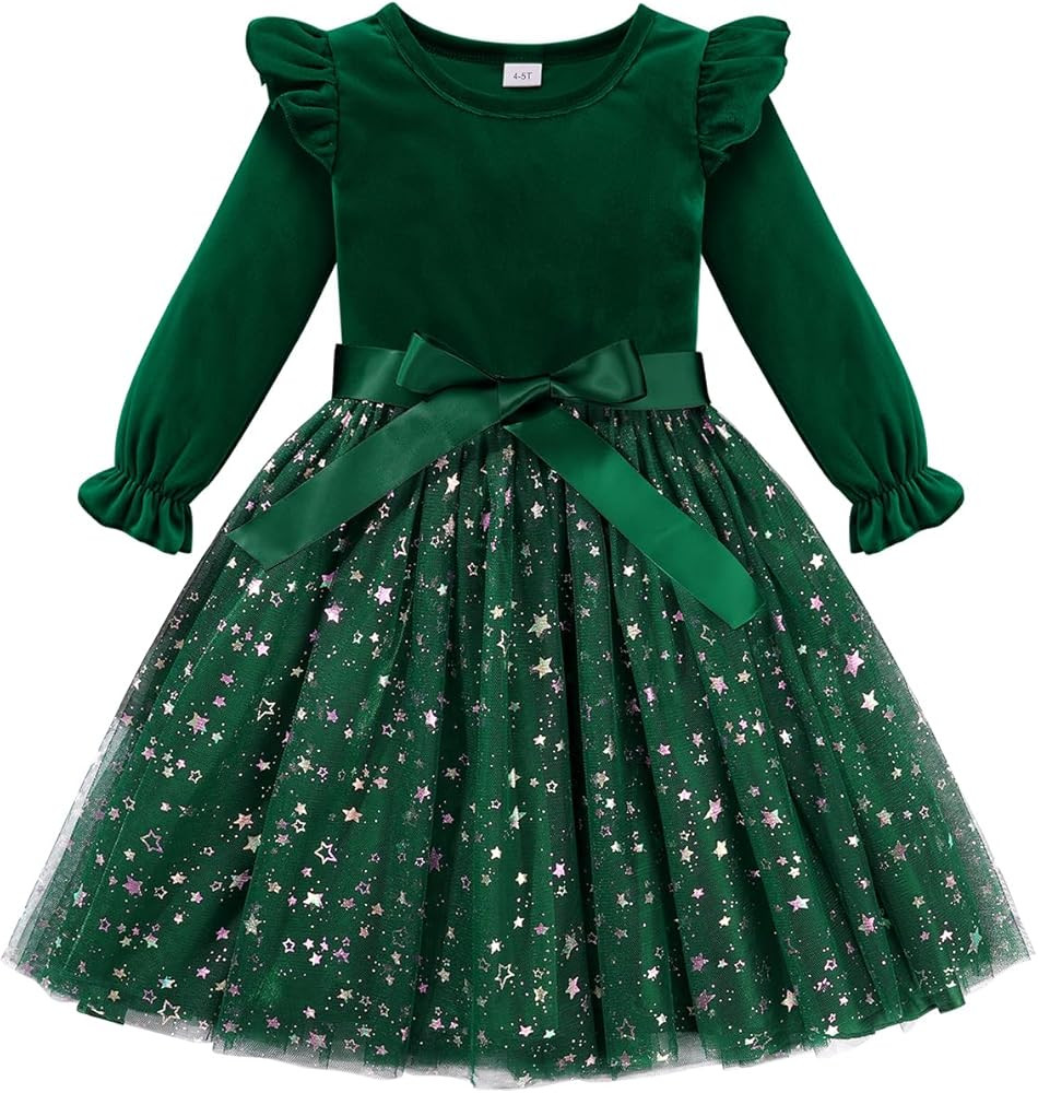 Patgoal Toddler Girls Tutu Dresses Velvet Tulle Dress with Sequin Long Sleeve Holiday Party Fall ... | Amazon (US)