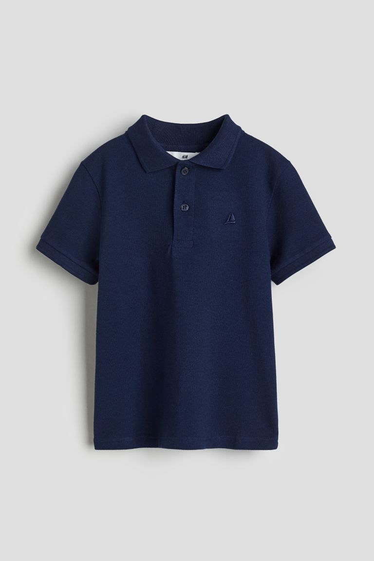 Cotton Pique Polo Shirt - Navy blue - Kids | H&M US | H&M (US + CA)