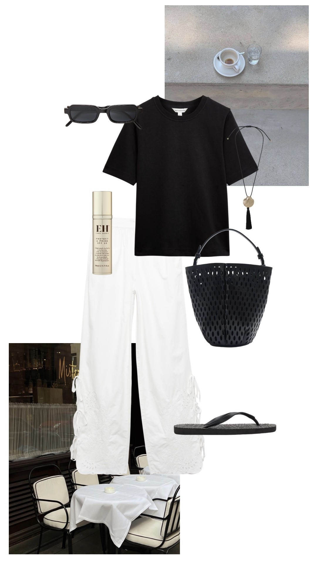 Weekend outfit 🖤 Marks & Spencer | embroidered trousers | white trousers | flip flops | basket bag | summer outfit

#LTKsummer #LTKspring #LTKuk