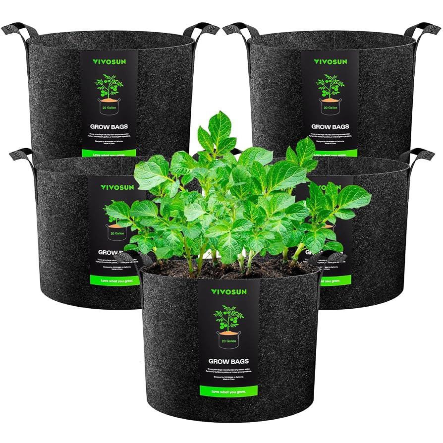 VIVOSUN 5-Pack 20 Gallon Plant Grow Bags, Heavy Duty Thickened Nonwoven Fabric Pots with Handles | Amazon (US)