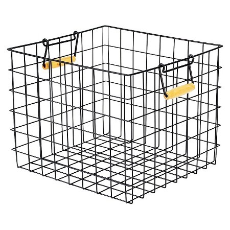 Large Metal Milk Crate with Wooden Handles - Black - Room Essentials™ | Target