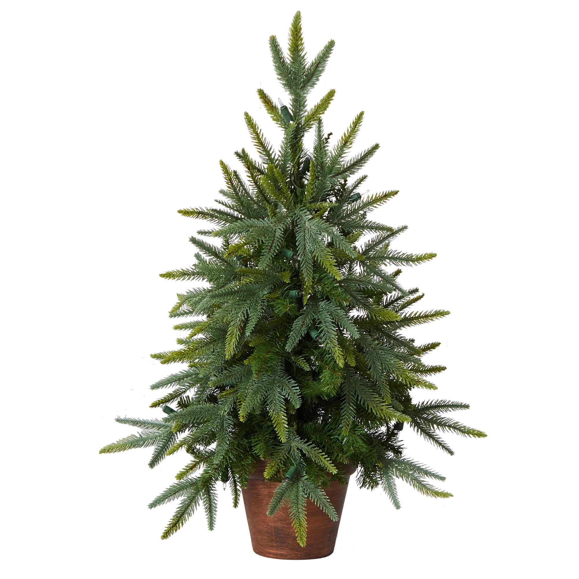 Nearly Natural 2.5 ft. Christmas Tree with Copper Planter & Clear Lights | Walmart (US)