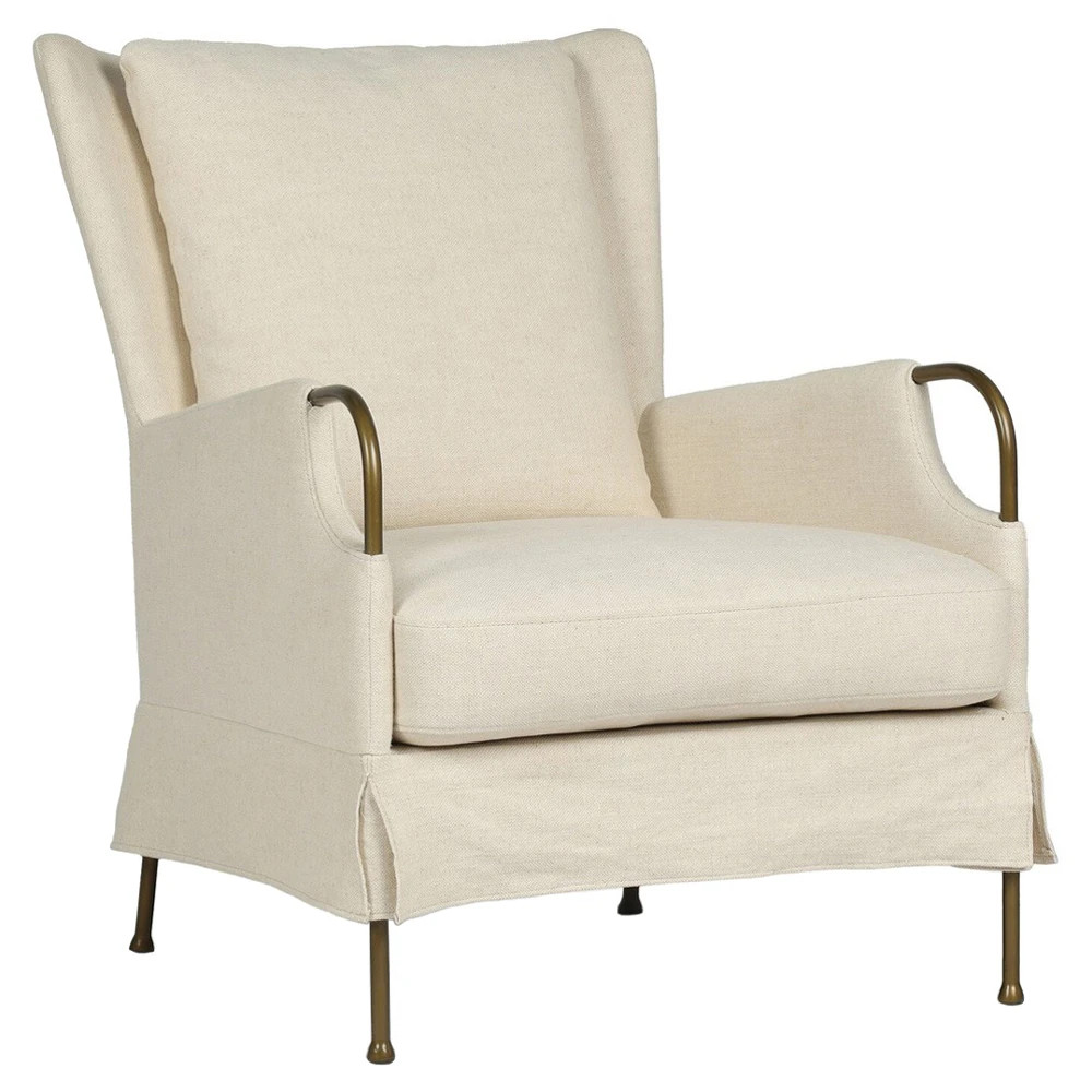 Jenaya French Country Cream Wing Chair | Kathy Kuo Home