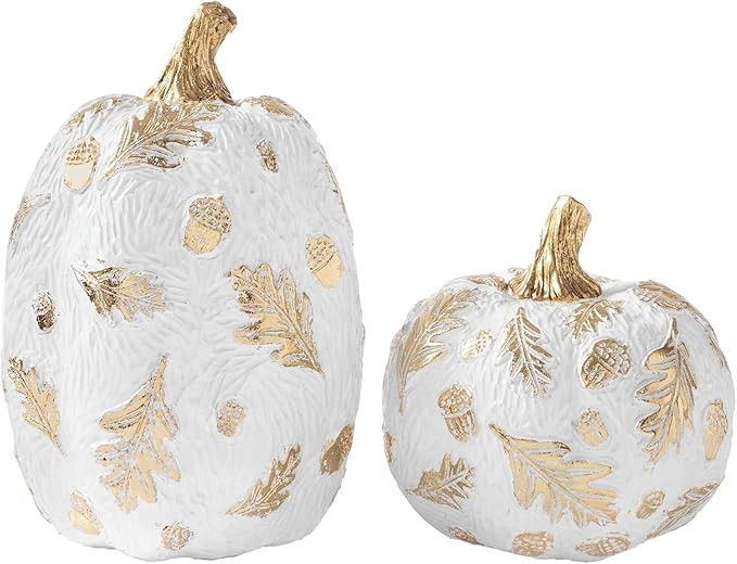DN DECONATION 2 Pcs Fall Pumpkin Decor, Fake Resin Thanksgiving Autumn Pumpkin Table Decorations... | Amazon (US)