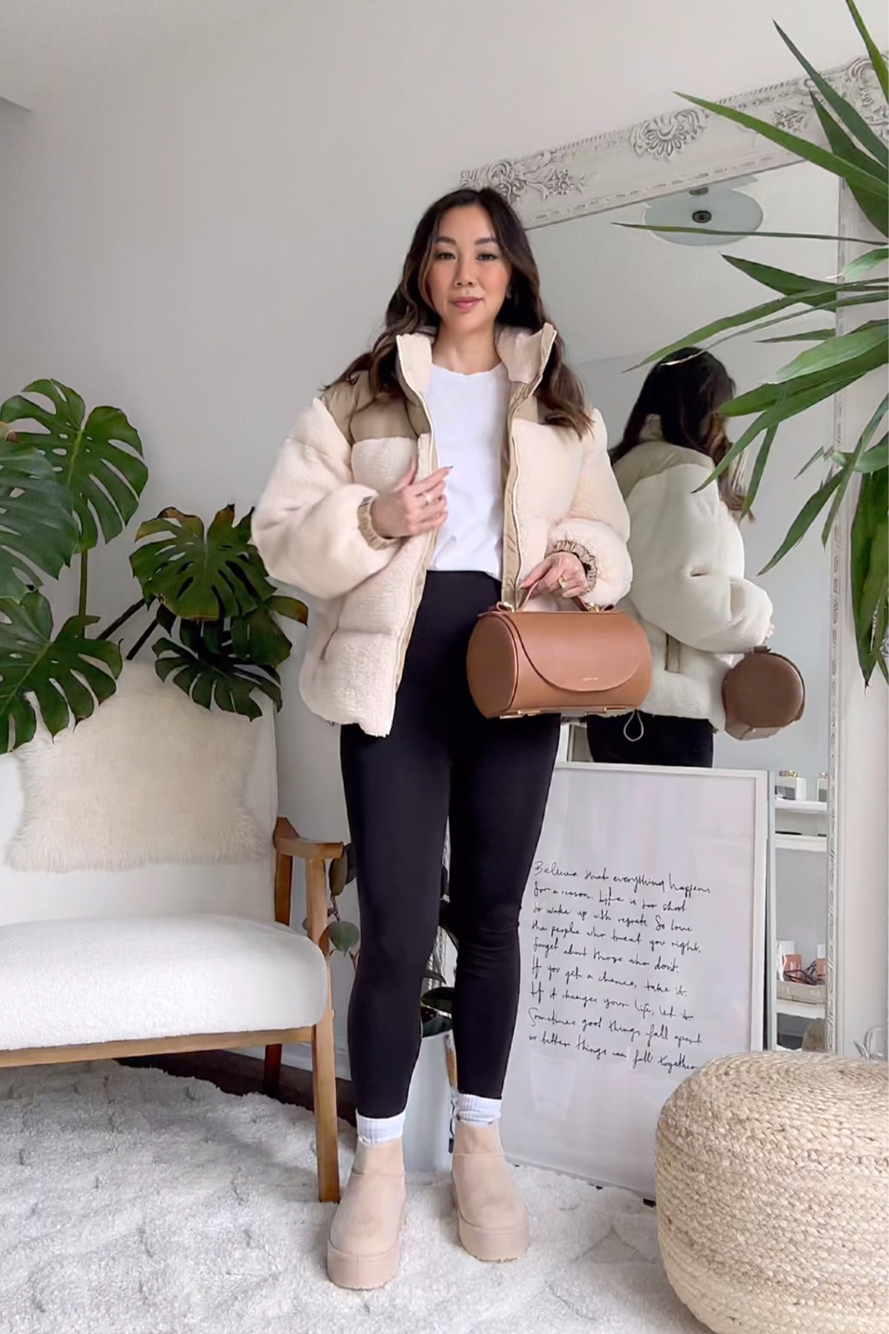 A cozy fall outfit for everyday. Give your basic leggings and T-shirt an upgrade with this cute, fuzzy puffer jacket and some Ugg style boots. All these pieces are under $100 so this affordable look is perfect for every day and the weekend! 



#LTKSeasonal #LTKfindsunder100 #LTKshoecrush