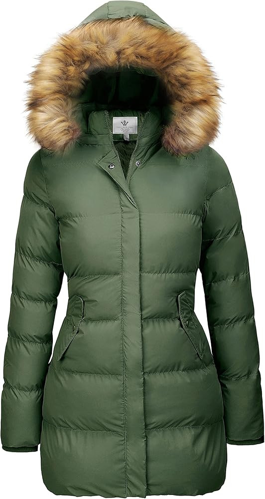 WenVen Women's Winter Thicken Puffer Coat Warm Jacket with Faux Fur Removable Hood | Amazon (US)