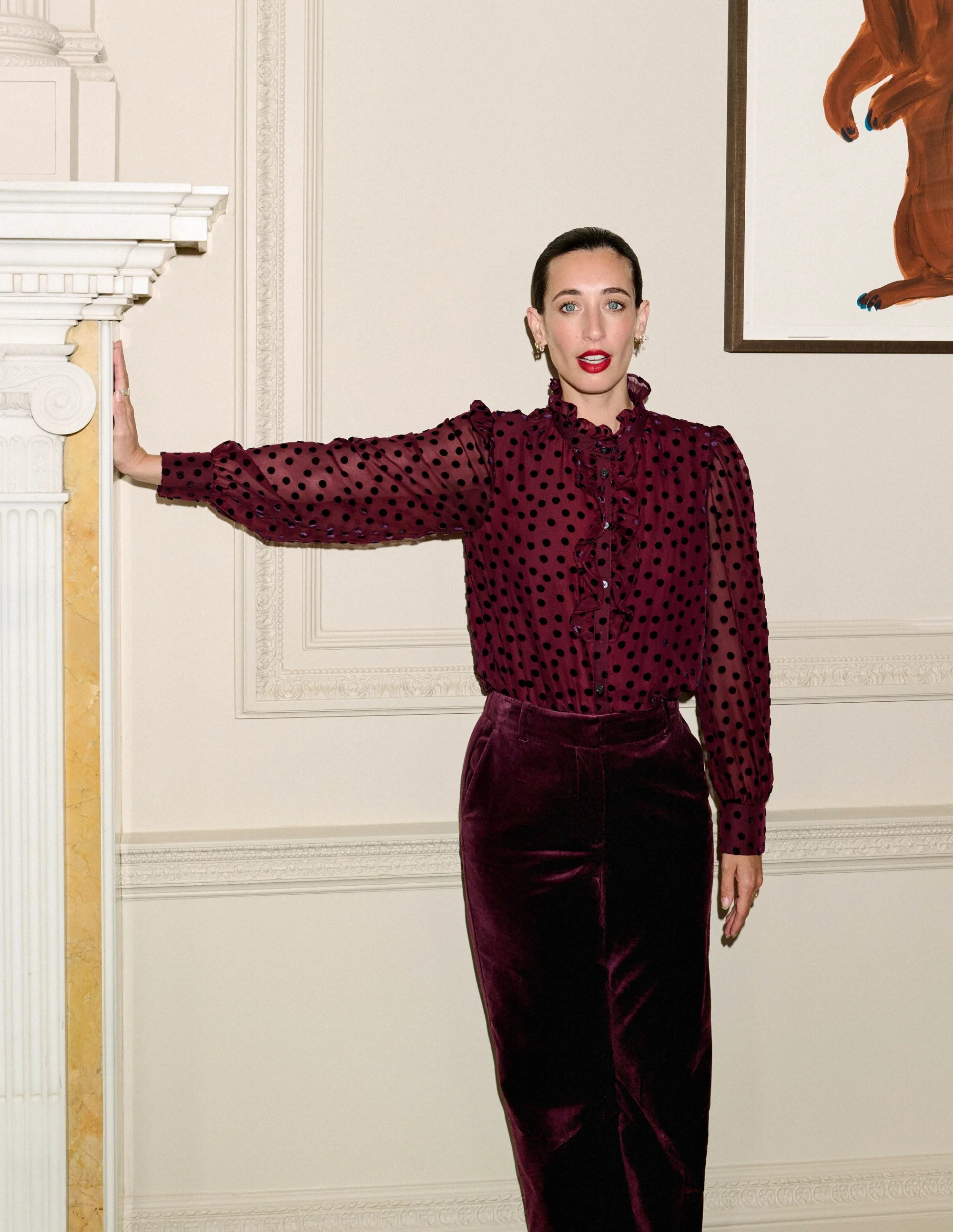 Sasha Devore Velvet Top-Deep Wisteria Spot | Boden (US)