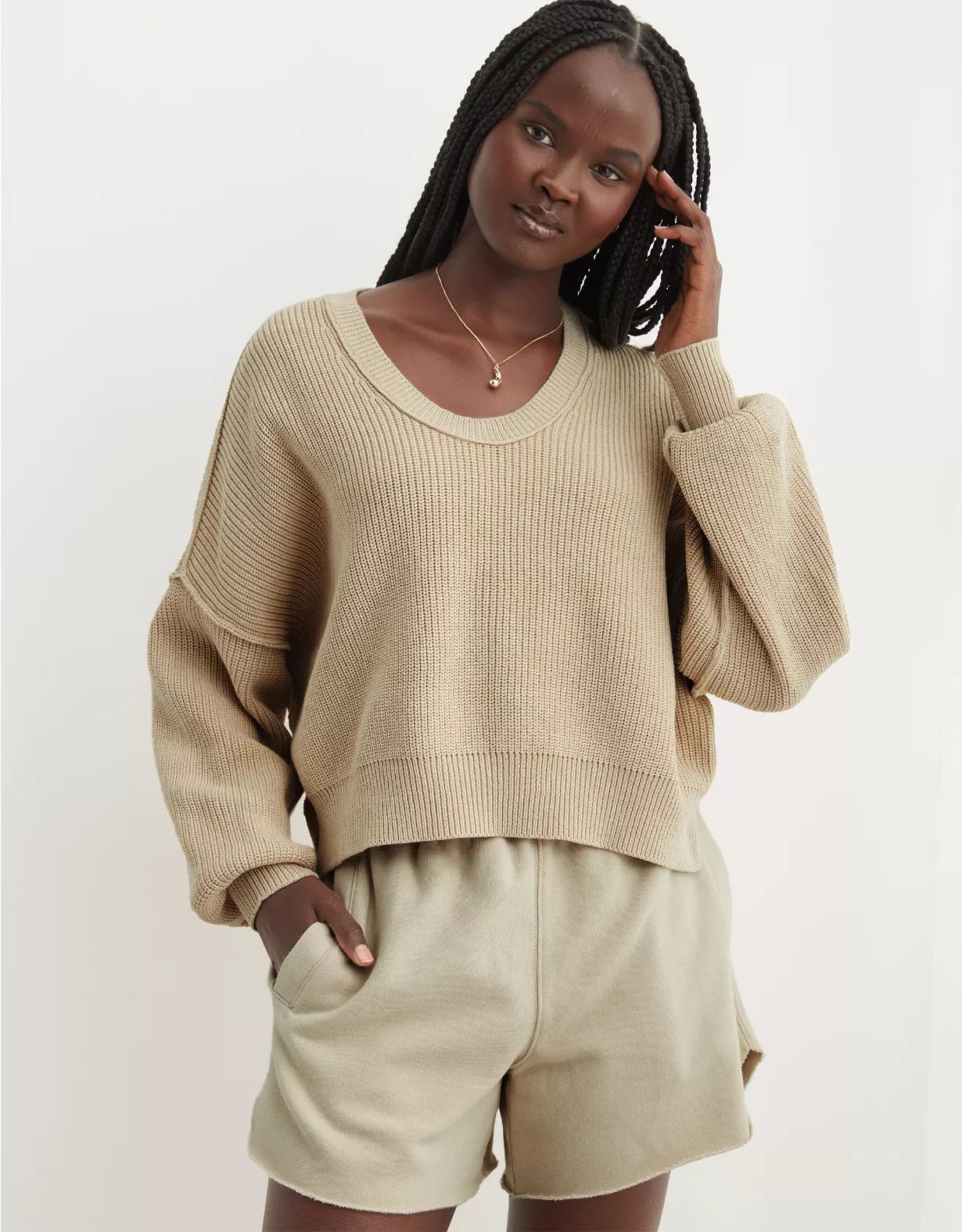 Aerie Beyond Cropped Sweater | Aerie