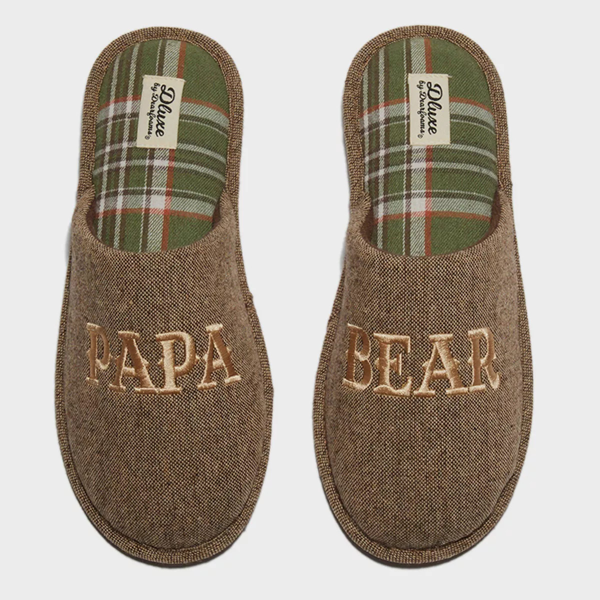 dluxe by dearfoams Men's Father's Day Papa Bear Slippers - Brown | Target