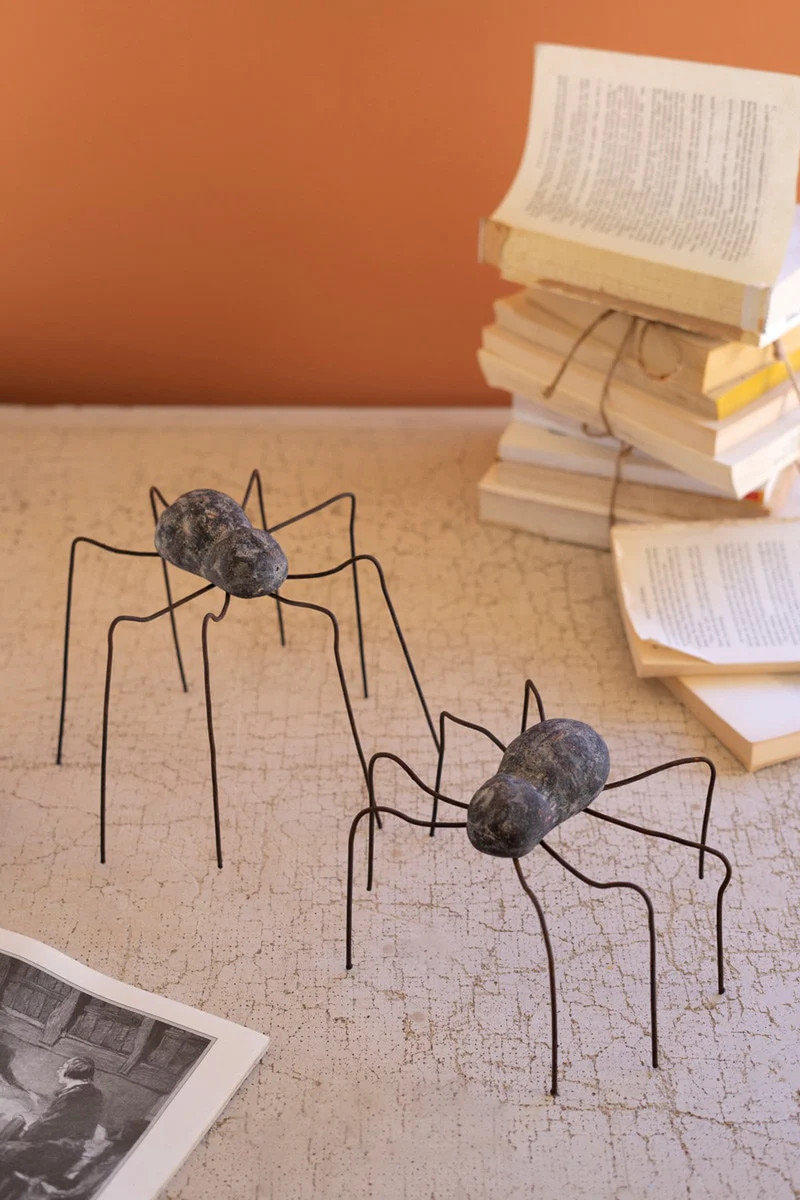 Set Of Two Clay And Wire Spiders | Shop Simon