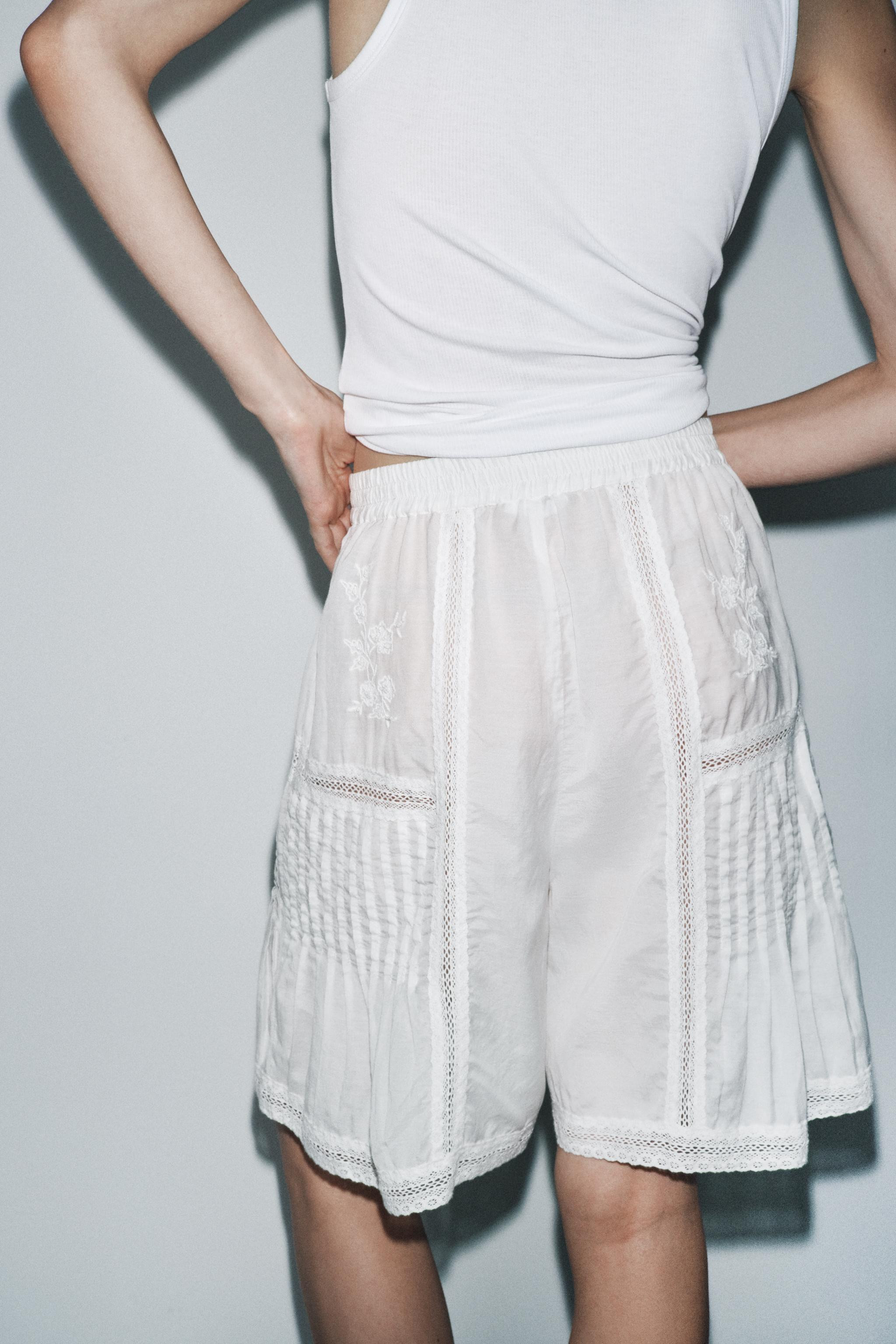 LIMITED EDITION EMBROIDERED LACE BERMUDA SHORTS | Zara UK
