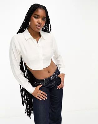 Only cropped shirt in white | ASOS (Global)