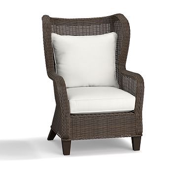 Torrey All-Weather Wicker Wingback Lounge Chair with Cushion, Espresso | Pottery Barn (US)