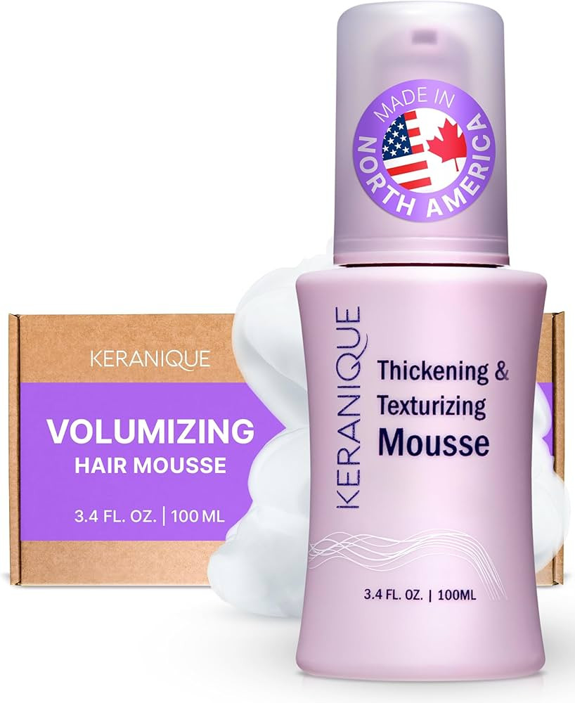 Keranique Volumizing Hair Mousse for Women - Thickening and Styling Anti-Frizz Foam Spray - Fine,... | Amazon (US)