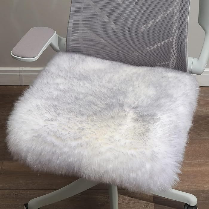 LLB Sheepskin Chair Cushion Seat Cushion Pad, 18x18 Inch, Pack of 1, Grey Tip | Amazon (US)