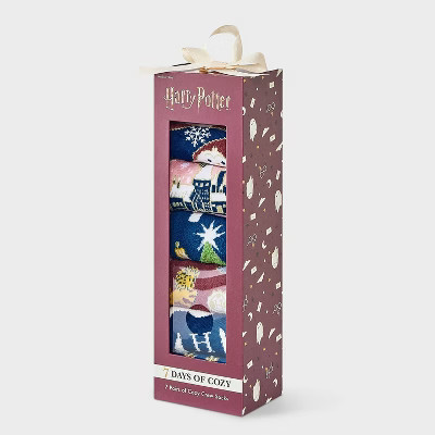 Women's Harry Potter 7 Days of Cozy Crew Socks Gift Box - Assorted Color 4-10 | Target