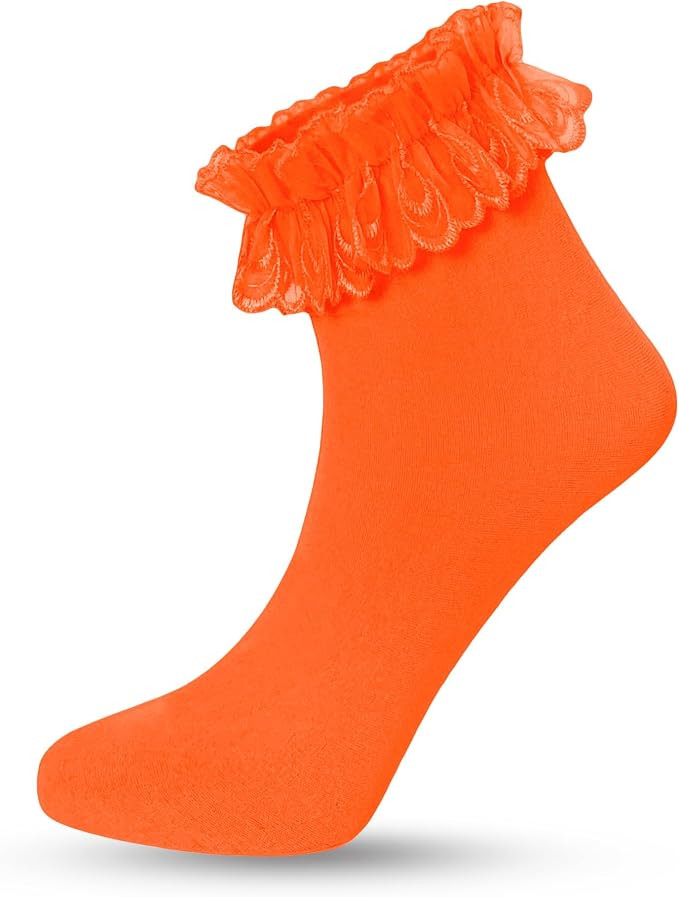 Womens Ruffle Socks Nylon Lace Frilly Ankle Socks for Women | Amazon (US)