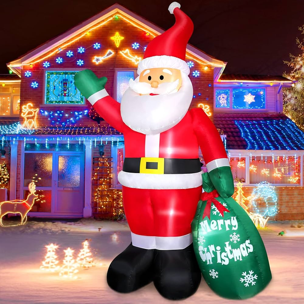 8 FT Christmas Inflatable Santa Claus Outdoor Decoration for Yard, Blow up Santa Decor with Big G... | Amazon (US)