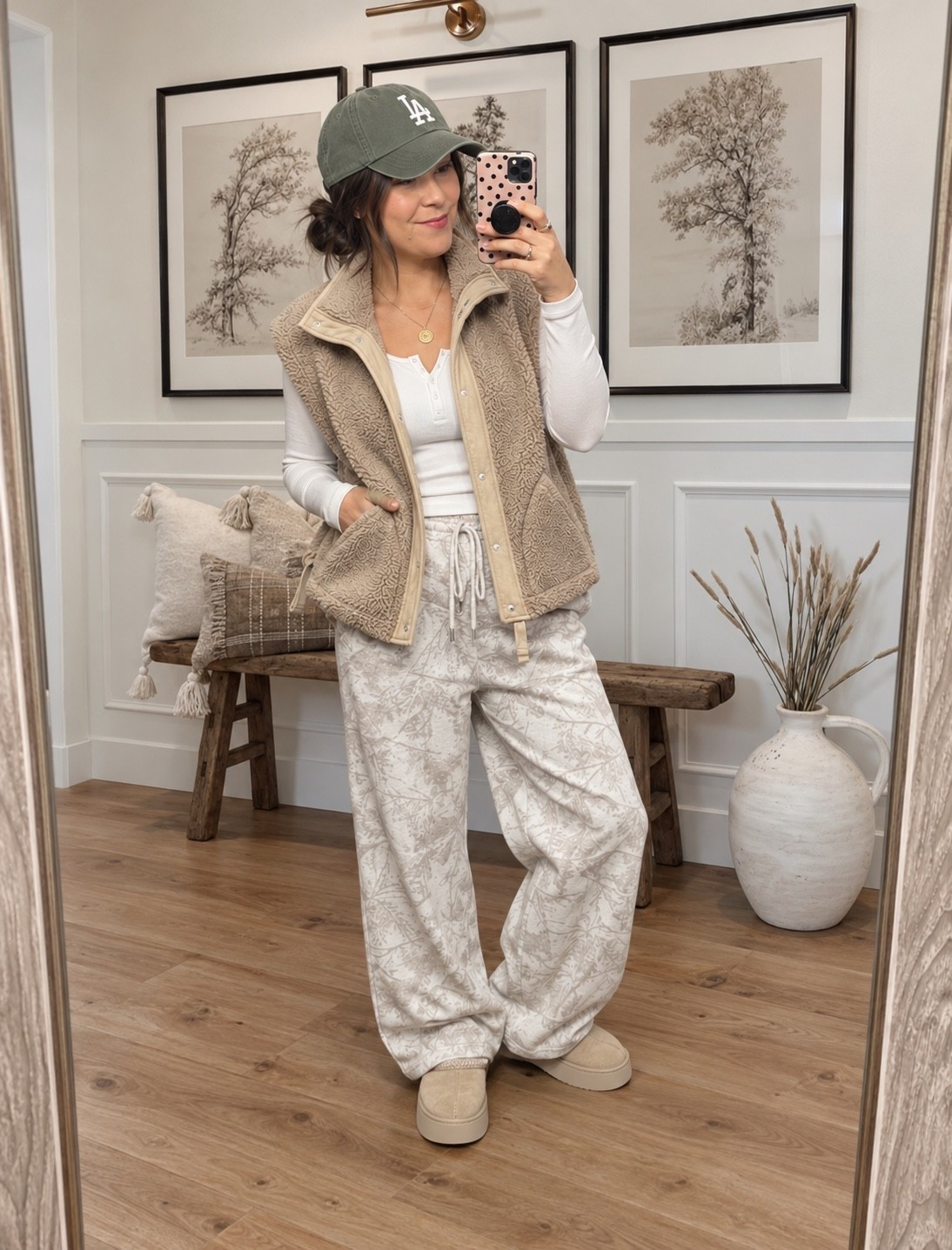 Fall outfits women winter outfits casual outfits comfy outfit work from home outfit Amazon fashion ootd tan khaki beige oversized fuzzy fleece vest tan Sherpa vest free people inspired look for less light grey white camo sweat pants sweats Camo Pants barrel sweatpants Women Baggy Fleece Y2K Camouflage Cargo Pants High Waisted Wide Leg Drawstring Jogger Sweatpants white long sleeve top bodysuit white Henley long sleeve top tan Ugg tazz slippers genuine shearling suede leather platform clogs slippers uggs look for less with green 47 brand baseball hat cap brown aviator sunglasses || #amazon #outfit #winter #fall #cozy #freepeople #vest #affordable #neutrals
.
.
.

Fitness Wear, Activewear, exercise outfit, workout leggings, sports bra, Lulu lemon, free people motion active athleisure Amazon fashion, teacher outfits, business casual, casual outfits, neutrals, street style, Midi skirt, Maxi Dress, Swimsuit, Bikini, Travel, skinny Jeans, Puffer Jackets, Concert Outfits, Cocktail Dresses, Sweater dress, Sweaters, cardigans Fleece Pullovers, hoodies, button-downs, Oversized Sweatshirts, Jeans, High Waisted Leggings, dresses, joggers, fall Fashion, winter fashion, leather jacket, Sherpa jackets, Deals, shacket, Plaid Shirt Jackets, apple watch bands, lounge set, Date Night Outfits, Vacation outfits, Mom jeans, shorts, sunglasses, Disney outfits, Romper, jumpsuit, Airport outfits, biker shorts, Weekender bag, plus size fashion, Stanley cup tumbler Target, Abercrombie and fitch, Amazon, Shein, Nordstrom, H&M, forever 21, forever21, Walmart, asos, Nordstrom rack, Nike, adidas, Vans, Quay, Tarte, Sephora, lululemon, free people, j crew jcrew factory, old navy

#LTKootd #LTKSeasonal #LTKMidsize