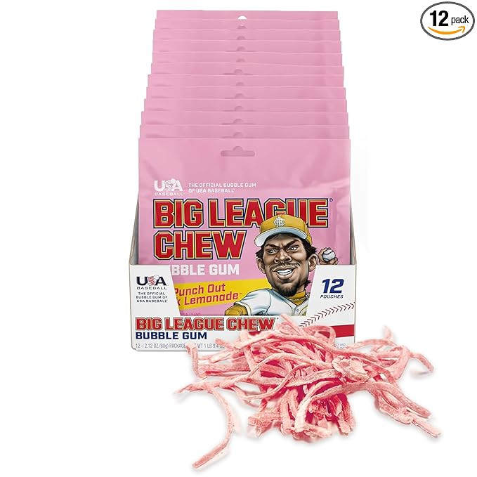 New! Big League Chew Punch Out Pink Lemonade Bubble Gum - Sweet and Tart Flavor Burst | Ideal for... | Amazon (US)