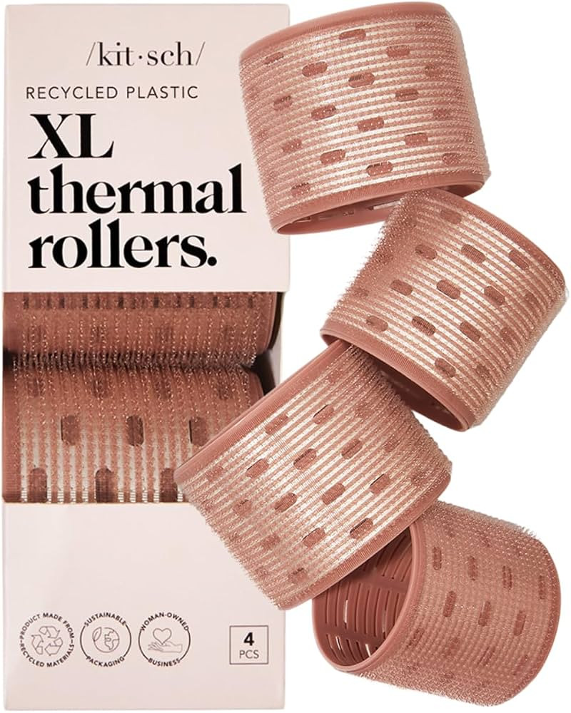 Kitsch XL Ceramic Thermal Hair Rollers for Short Hair - Velcro Rollers | Rollers Hair Curlers for... | Amazon (US)