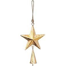 Metal Star Ornament with Bell, Antique Gold Finish | Amazon (US)