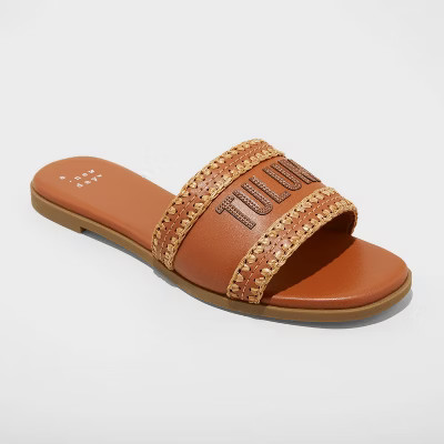 Women's Nehemia Slide Sandals - A New Day™ Cognac | Target