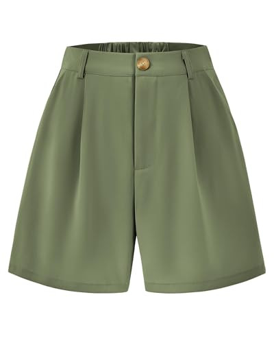 KIRUNDO Shorts for Women Dressy Casual Summer Elastic Waist in The Back Pleated Wide Leg Tailored... | Amazon (US)
