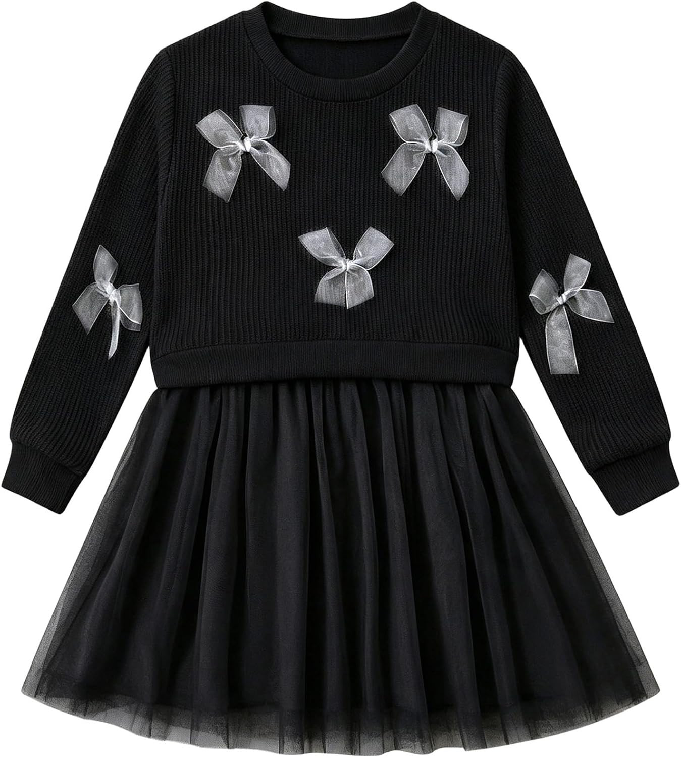 Toddler Girls Long Sleeve Dress Fall Winter Tulle Dresses 2-6T | Amazon (US)