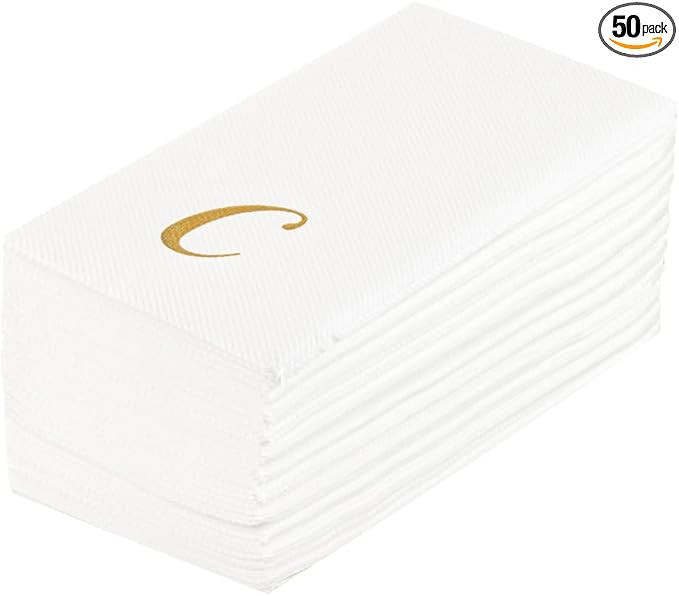 Luxenap 15.8 X 7.9 Inch Linen-Feel Guest Towels, 50 Lettered Hand Towels - Gold Letter 'C', Cursi... | Amazon (US)