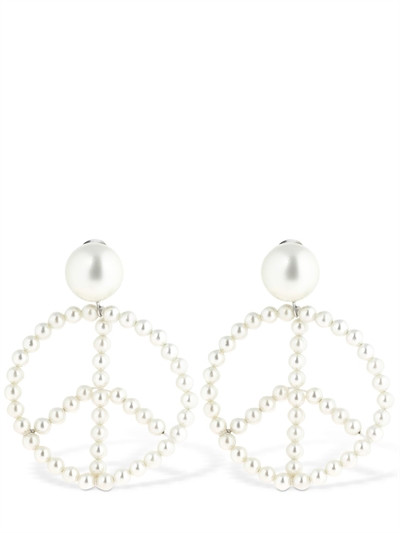 PEACE IMITATION PEARL CLIP ON EARRINGS | Luisaviaroma