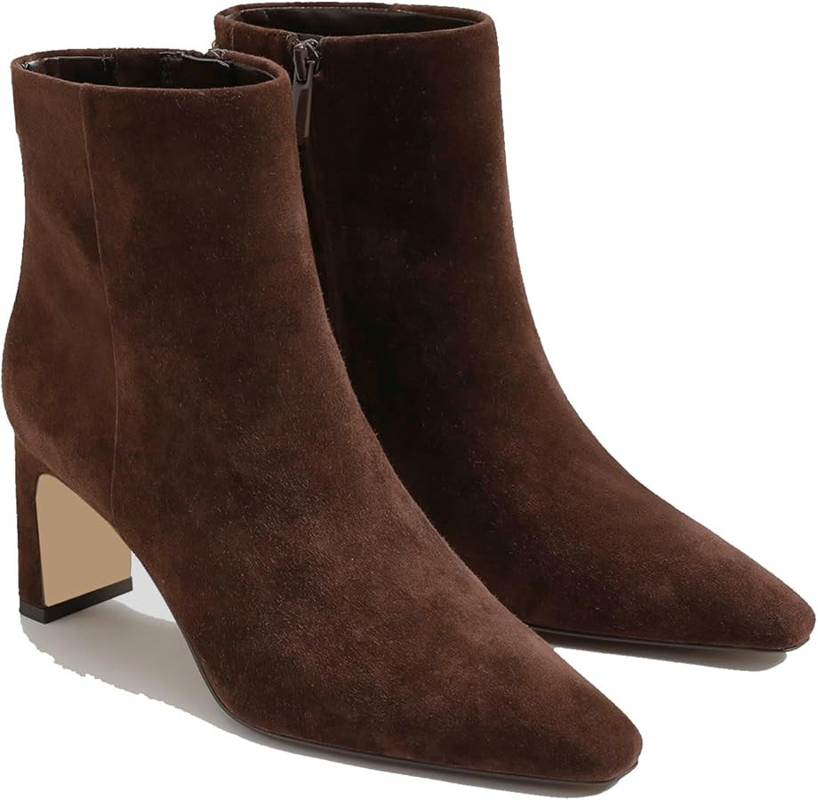 MICIFA Women's Ankle Boots Chunky Low Heel Square Toe Heeled Booties with Side Zipper Fall Winter... | Amazon (US)