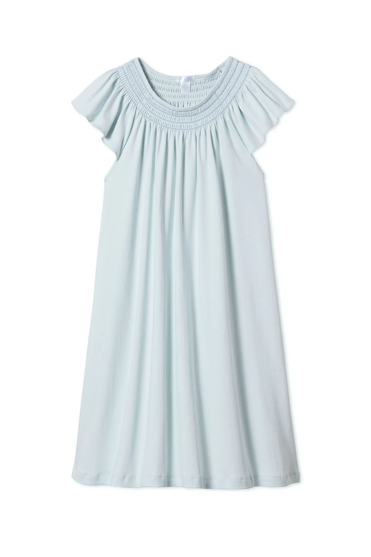 Pima Smocked Flutter Nightgown in Air | LAKE Pajamas