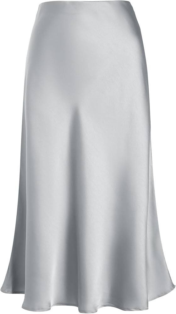 Women's Satin Skirt High Waist Silk Solid Color Skirts Plus Size A-Line Midi Zipper Fishtail Skir... | Amazon (UK)