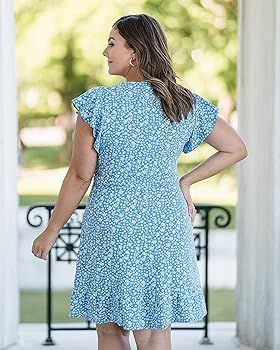 Women's Blue Floral Wrap Dress by @caralynmirand | Amazon (US)