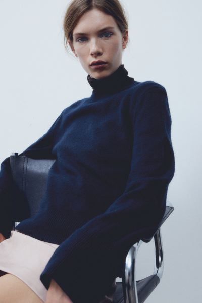 Fine-knit jumper - Navy blue - Ladies | H&M GB | H&M (UK, MY, IN, SG, PH, TW, HK)