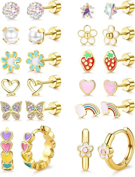 MILACOLATO Hypoallergenic Earrings for Girls Women Surgical Steel FlatBack | Amazon (US)
