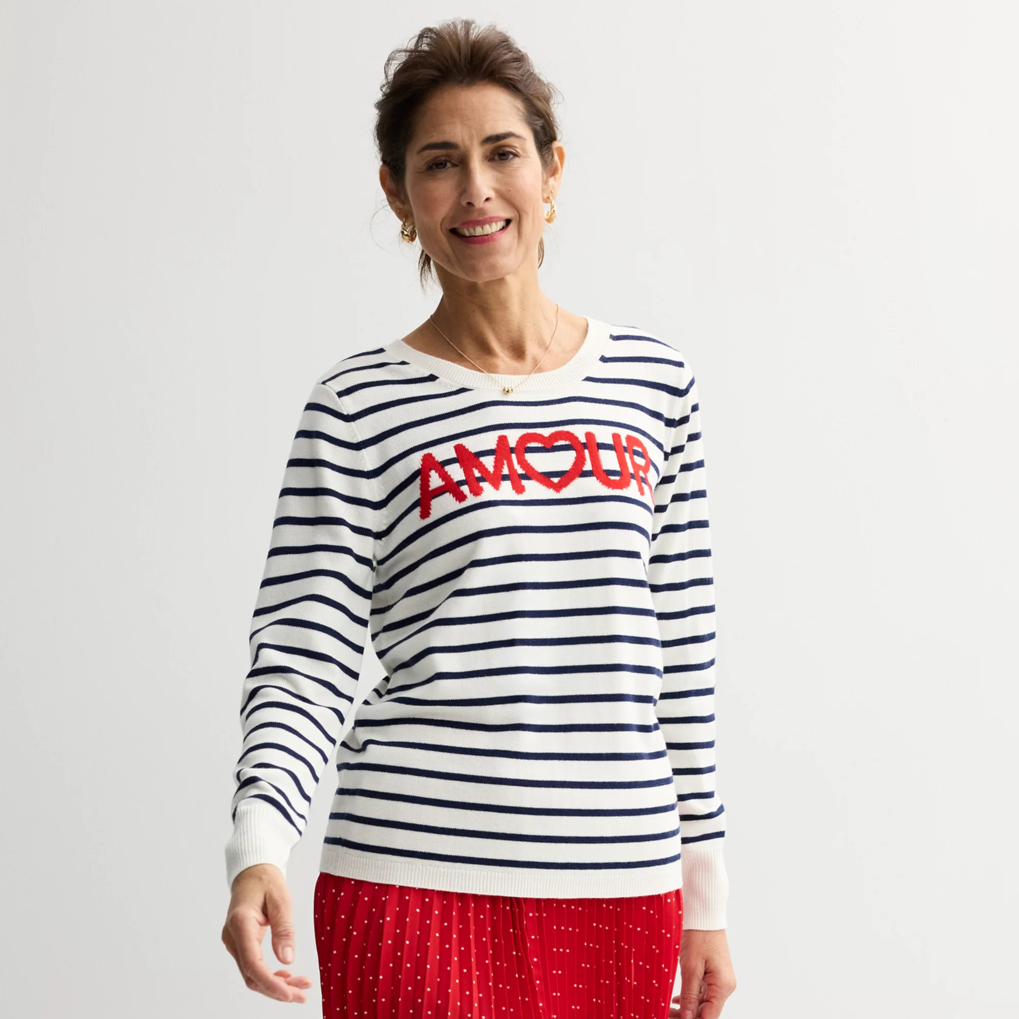 Women's Croft & Barrow® "Amour" Striped Pullover Sweater | Kohl's