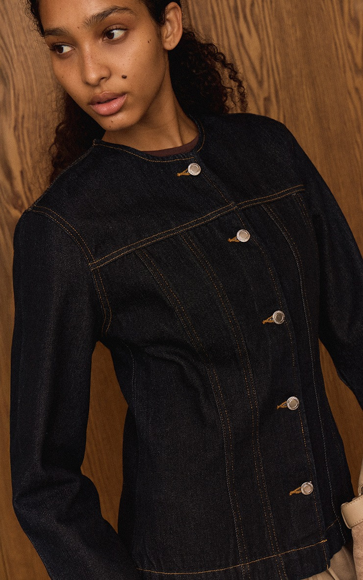 Raw Indigo Wash Contrast Stitch Cinched Denim Jacket | Denim | PrettyLittleThing UK