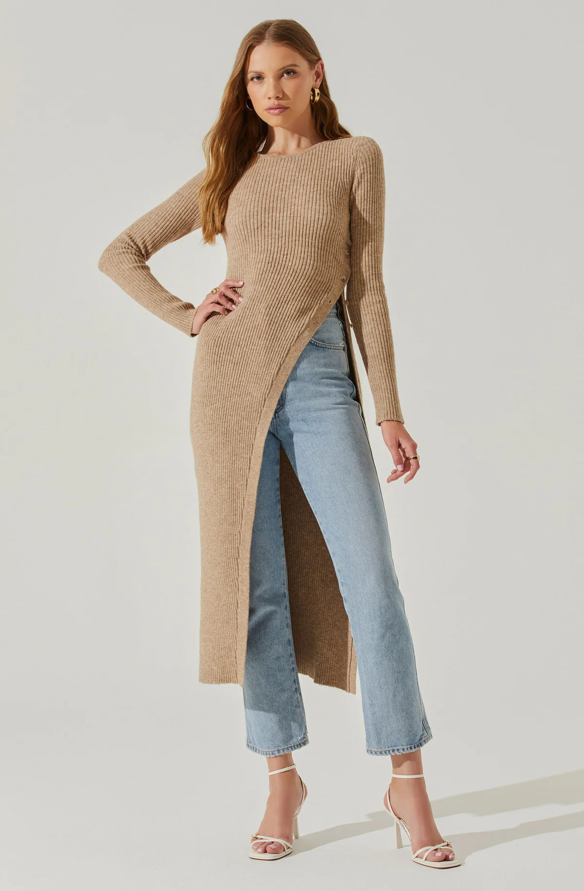 Bray Ribbed Knit Hi Slit Sweater | ASTR The Label (US)