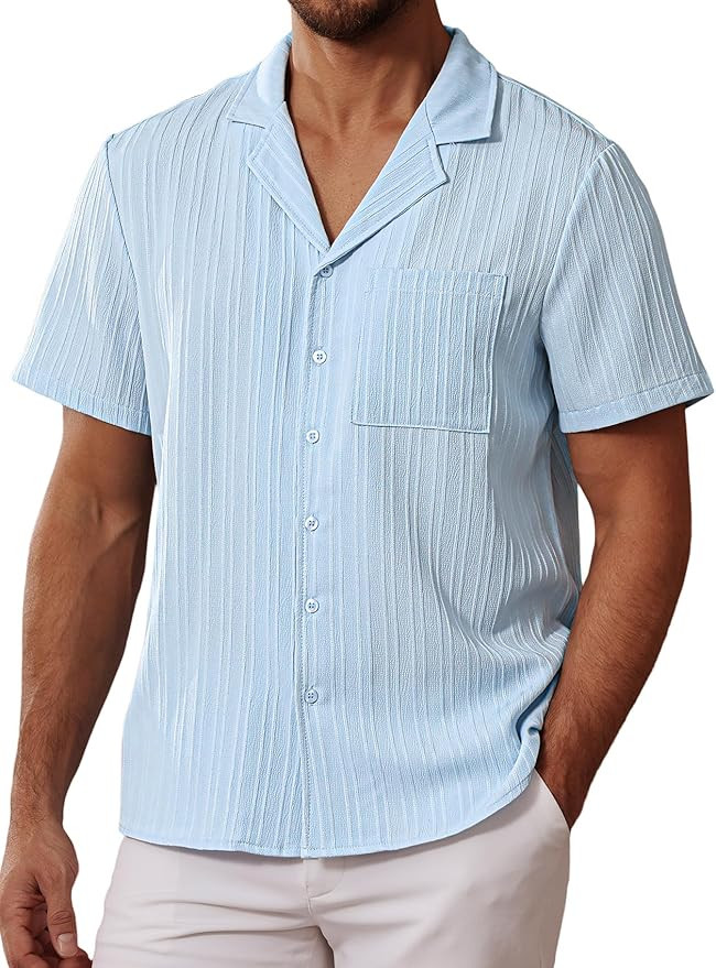 Anbech Hawaiian Shirt for Men Short Sleeve Tropical Holiday Beach Button Down Shirts with Pocket | Amazon (US)