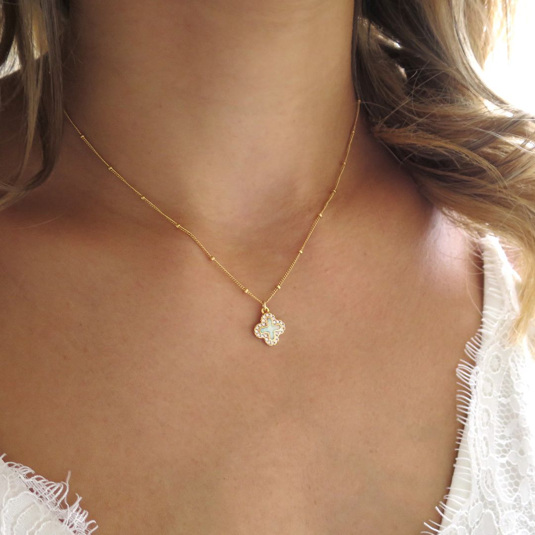 Dainty Opal Necklace Gold Opal Necklace Opal Clover - Etsy | Etsy (US)