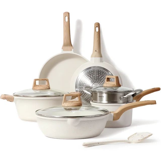 Carote Nonstick Pots and Pans Set, 10 Pcs Granite Stone Kitchen Cookware Sets (White) - Walmart.c... | Walmart (US)