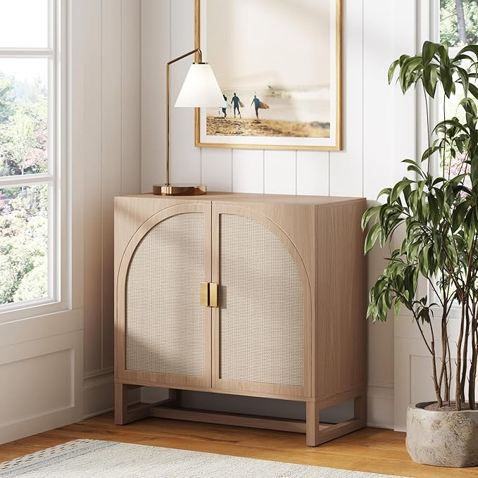 Nathan James Paxton Mid-Century Modern Wood Storage Cabinet with Doors, Arched Storage Cabinet fo... | Amazon (US)