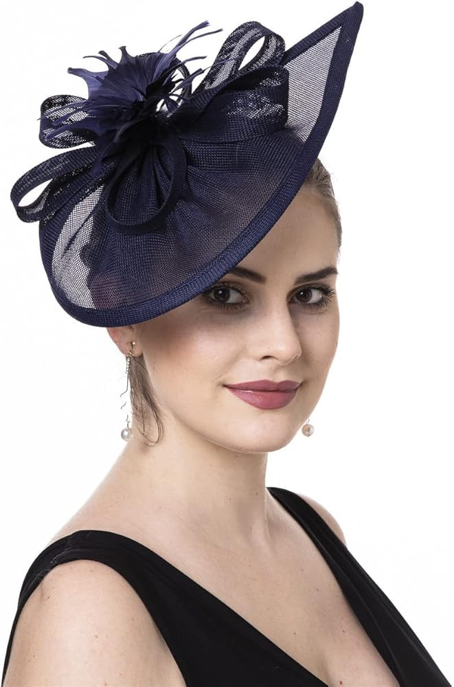 SAFERIN Fascinator for Women Hair Clip Hat Bowler Feather Flower Veil Wedding Party Hat Tea Hat | Amazon (US)