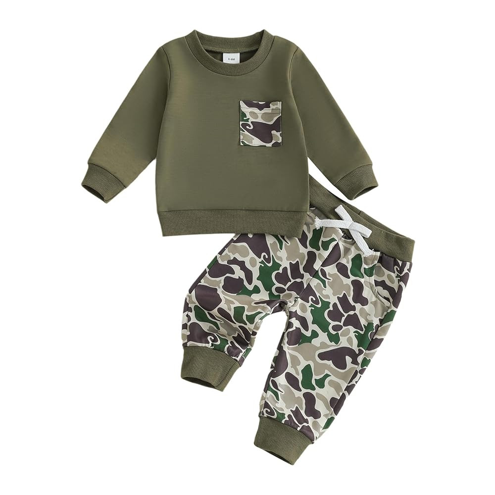 Toddler Boy Fall Winter Clothes Baby Camo Outfits Retro Duck Embroidery Hunting Sweatshirts + Cam... | Amazon (US)